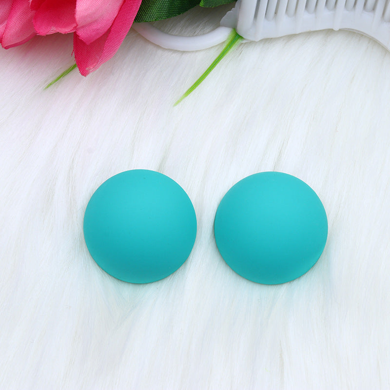 Color Round Circle Three-dimensional Spray Paint Simple Fashion Earrings