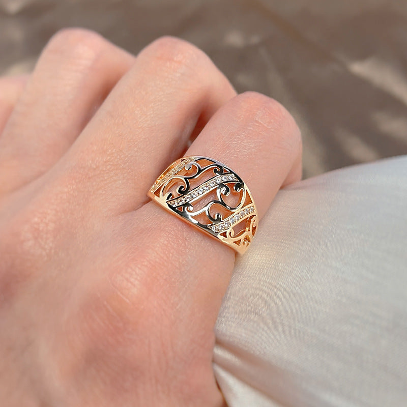 Profile Simple Micro Inlaid Zircon Rose Gold Plated Ring