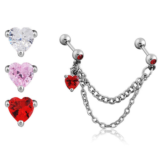 Trendy Stainless Steel Double Chain Ear Bone Female Earrings