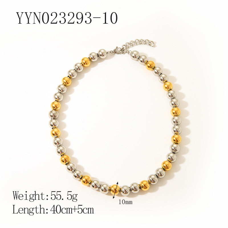 Fashion Simple Stainless Steel Beaded Gold-plated High-grade Necklaces