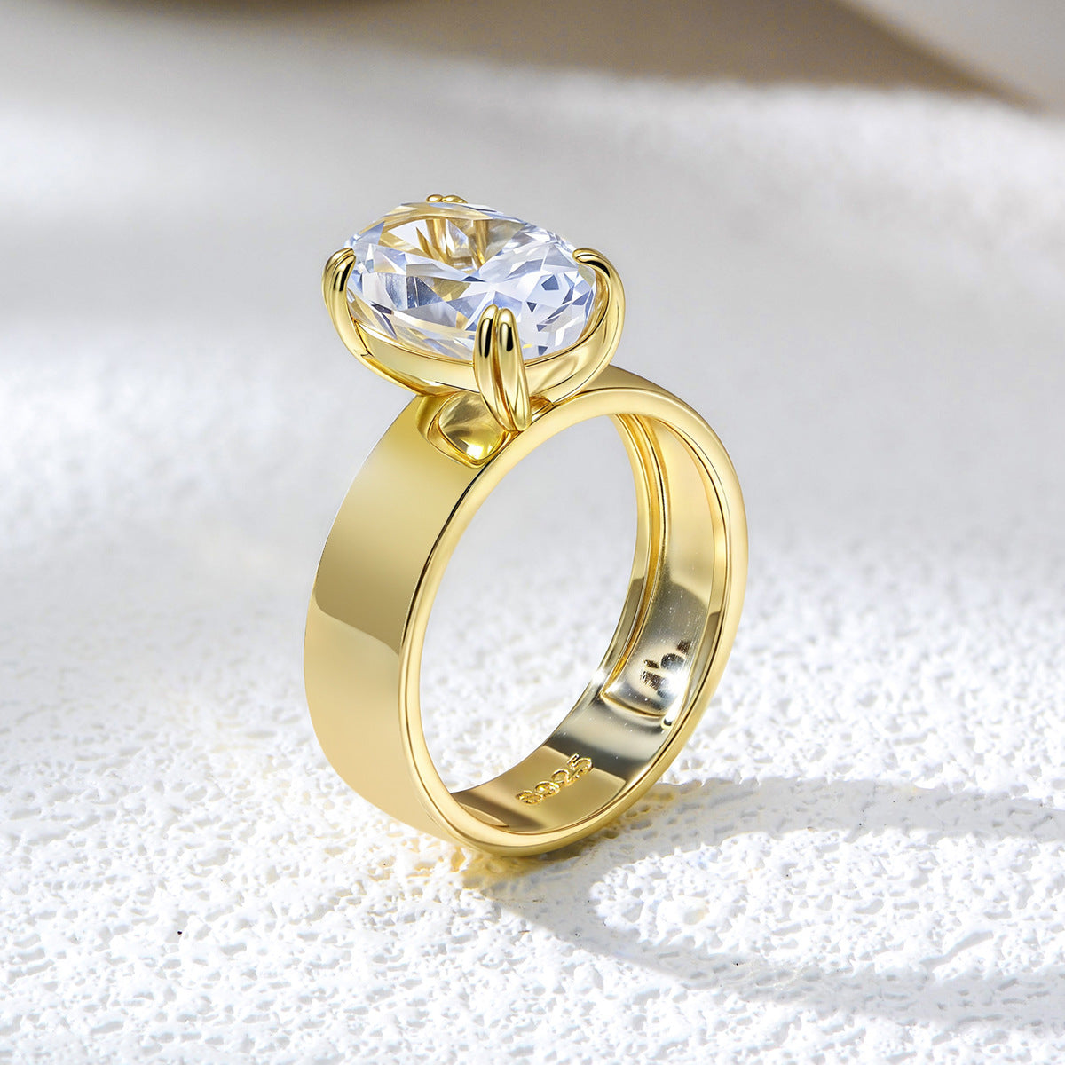Sier Simple Classic Ice Flower Cut Zircon Female Rings
