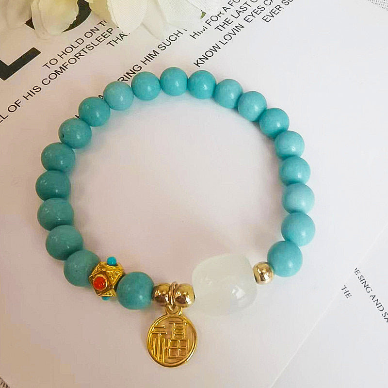 Fu Character Stall Live Gift Imitation White Jade Bracelets