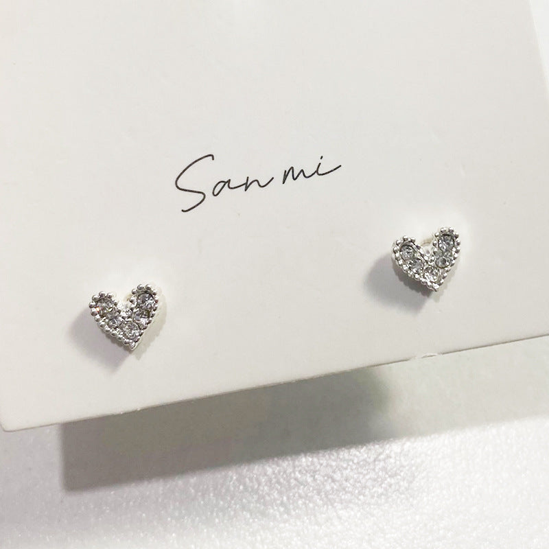 Fresh Plain Sier Plated Bow Female Small Simple Stud Earrings