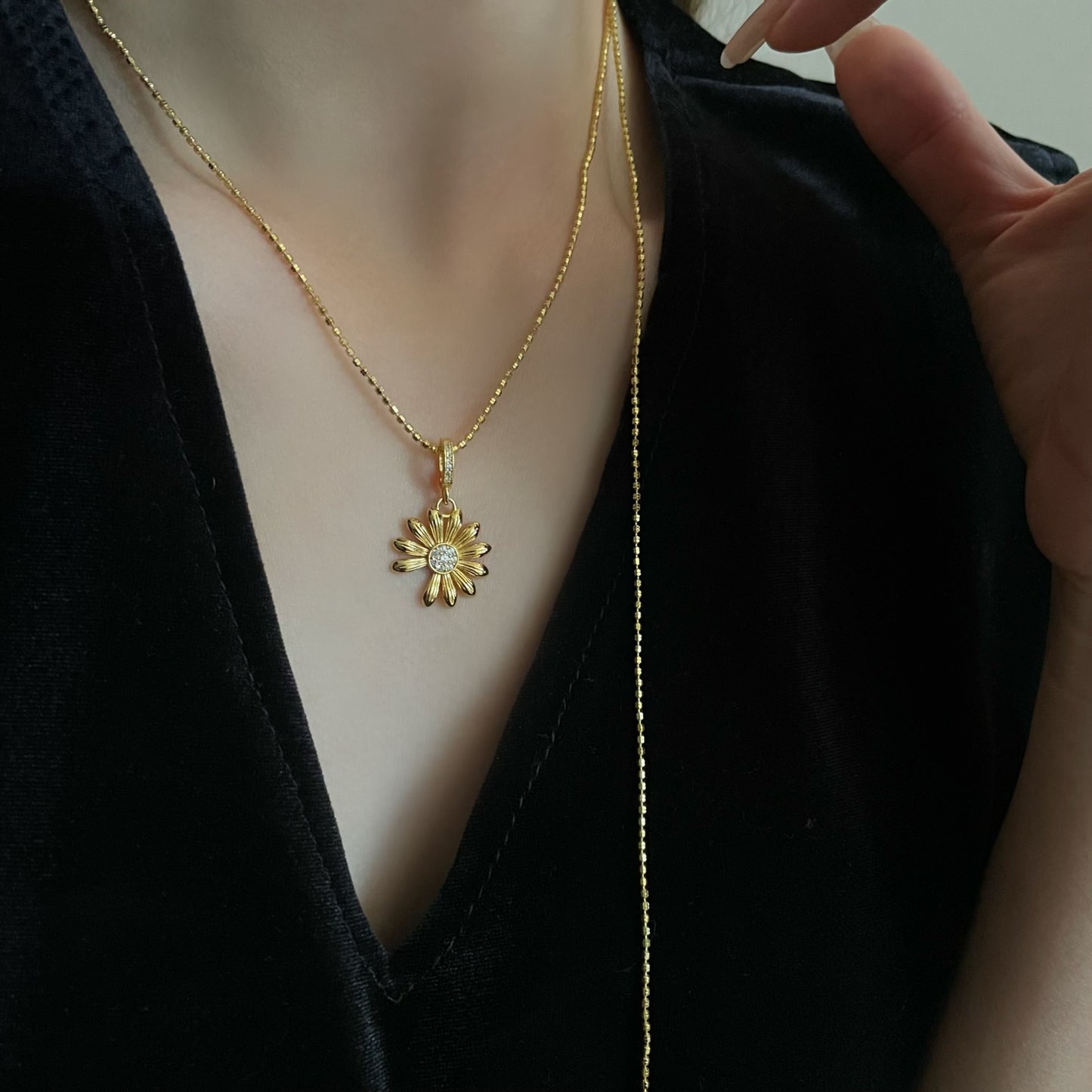 Sterling Sier Daisy Design Elegant Simple Fashionable High Necklaces