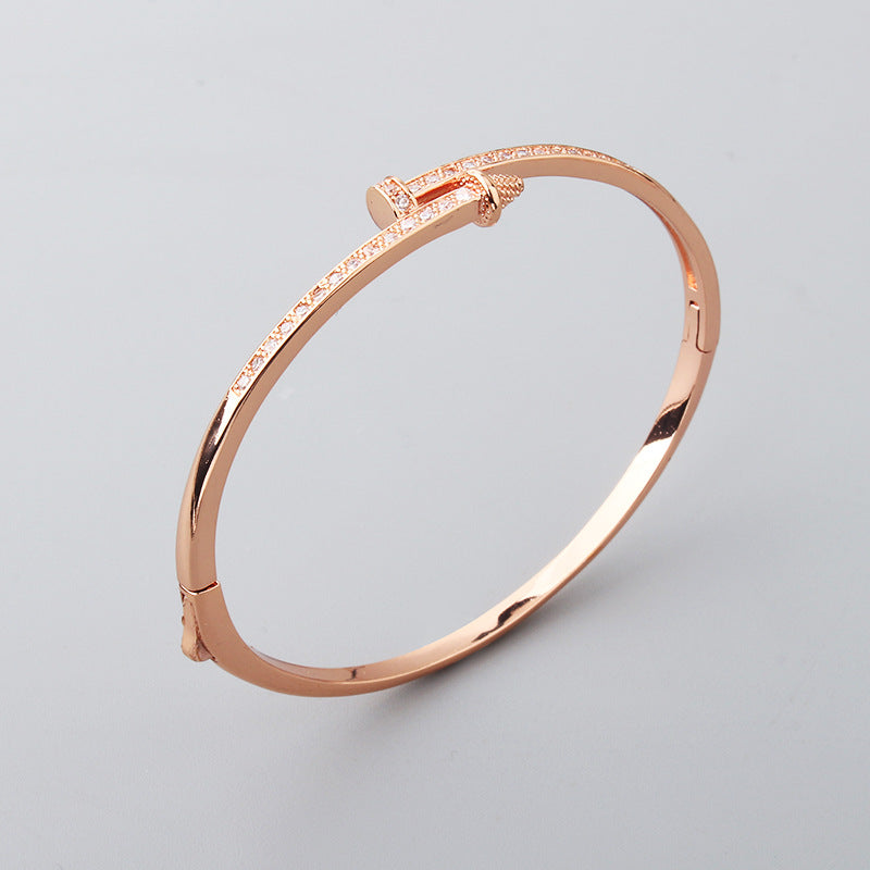 Nail Micro Inlaid Zircon Awl Gold Niche Bracelet