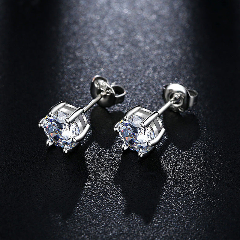 Women's & Men's Simple Sier Diamond Sterling Hip Hop Earrings