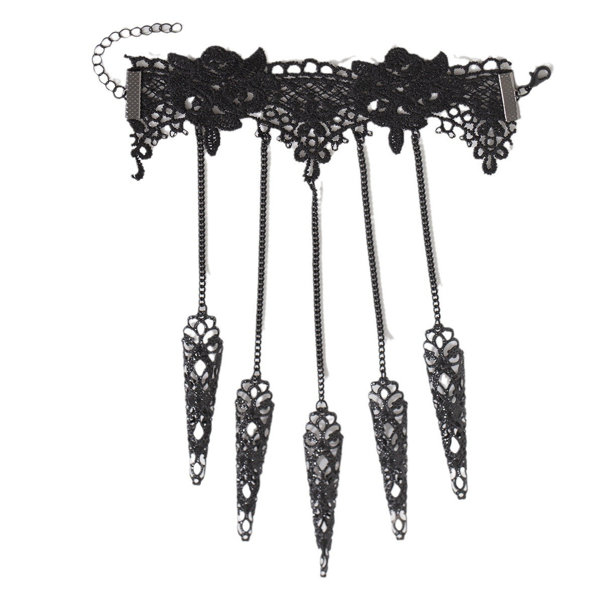 Women's Black Tassel Halloween Lace Alloy Finger Bracelets