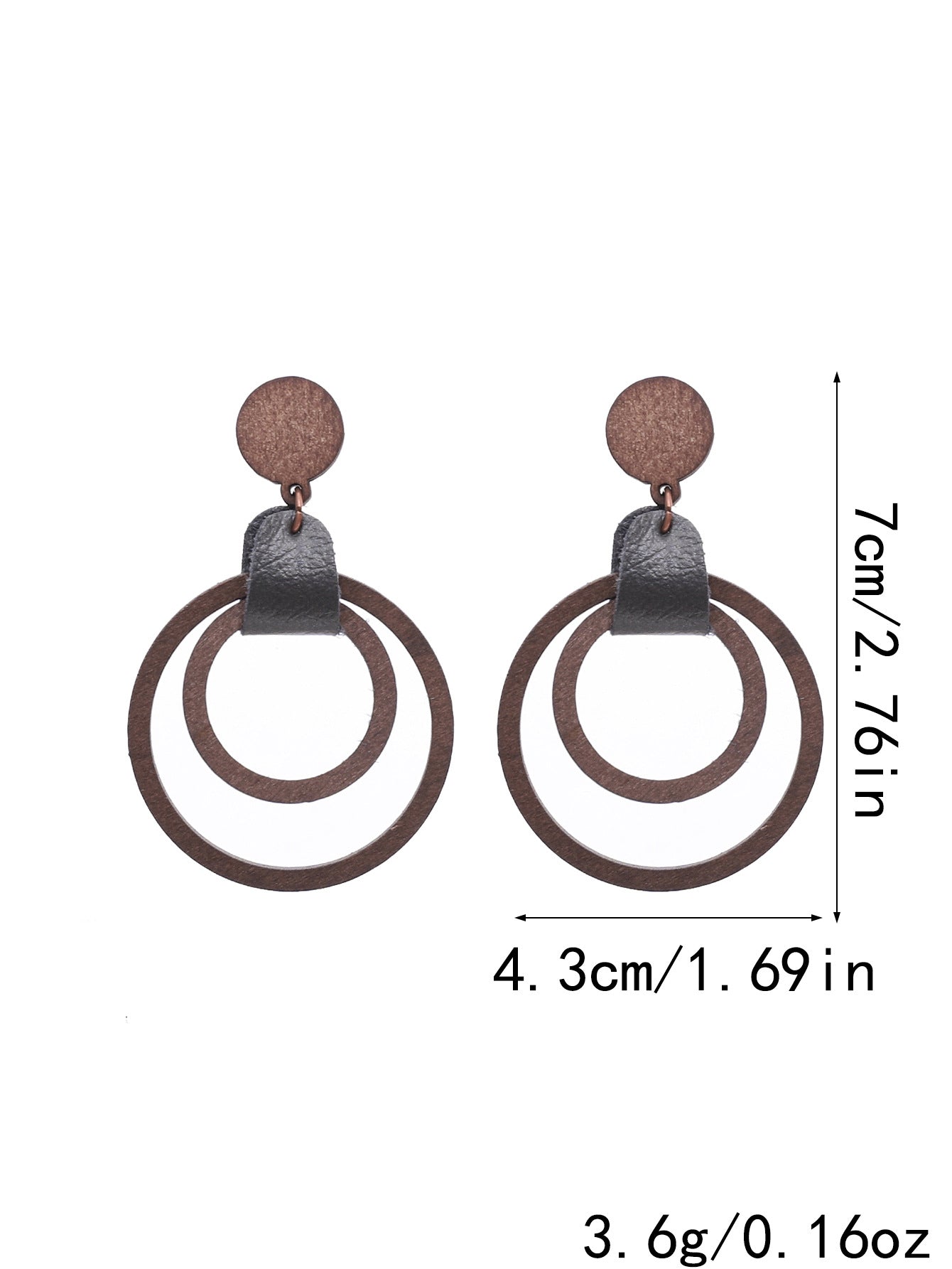 Women's Retro Wood Grain Piece Hollow Leather Earrings