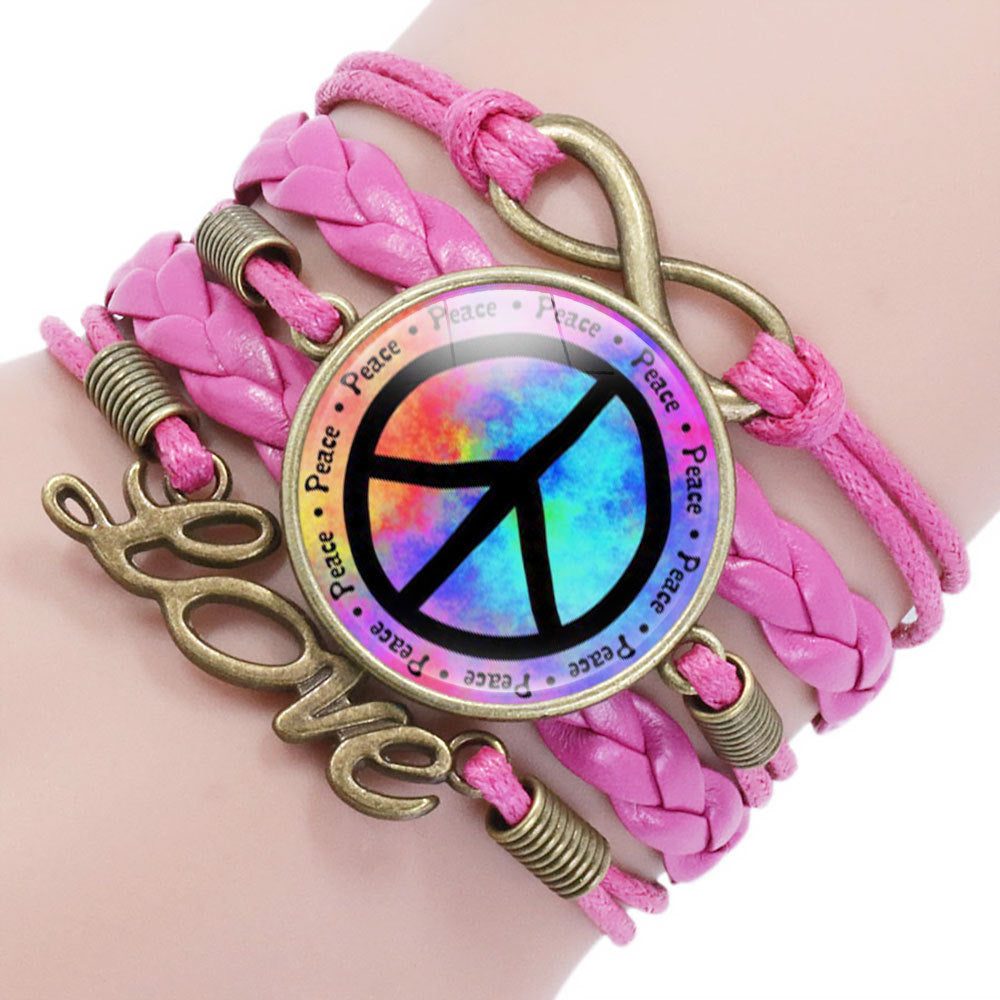 Women's & Men's Ornament Peace Label Signs Woven Combination Bracelets