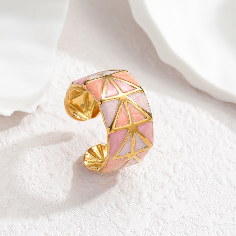 Geometric Irregular Lines Drip Open Fashion Titanium Rings