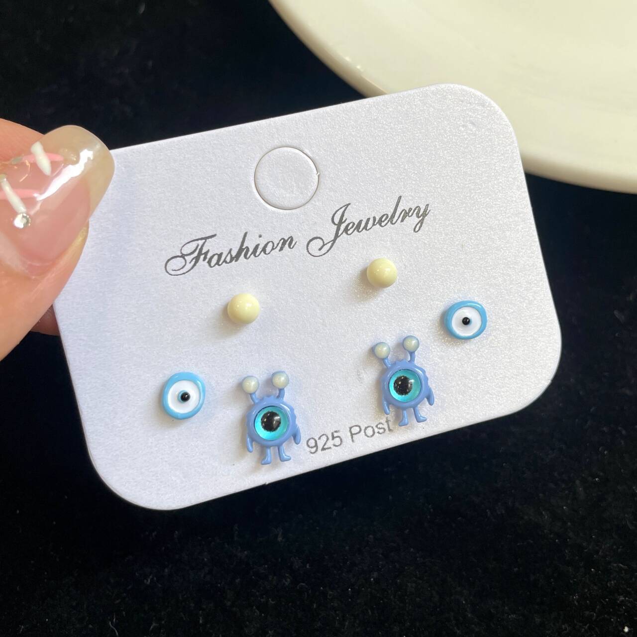 Cute Monster Female Sier Needle Niche Design Earrings