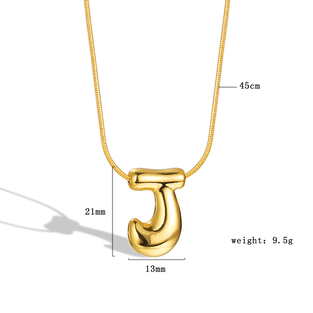 Balloon Bubble Chubby Letter Copper Plated Necklaces