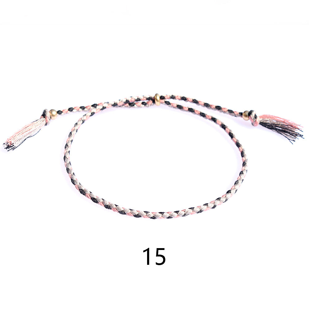 Women's & Men's Colorful Cotton String Friendship Copper Bead Bracelets