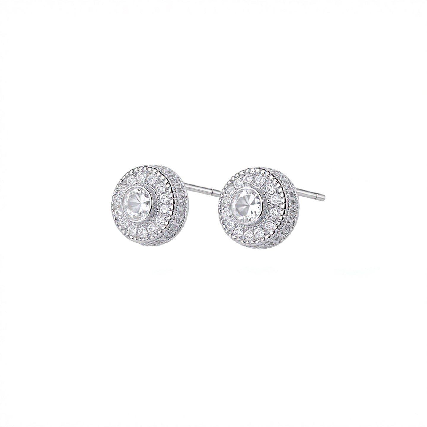 Women's & Men's Hop Full Diamond Micro Inlaid Zircon Round Street Stud Earrings