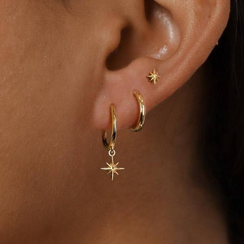 Fashion Suit Simple Eight Awn Star Earrings