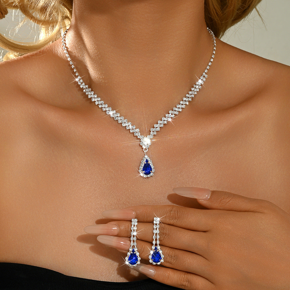 Bridal Wedding Suit Evening Dress Three-piece Jewelry Set