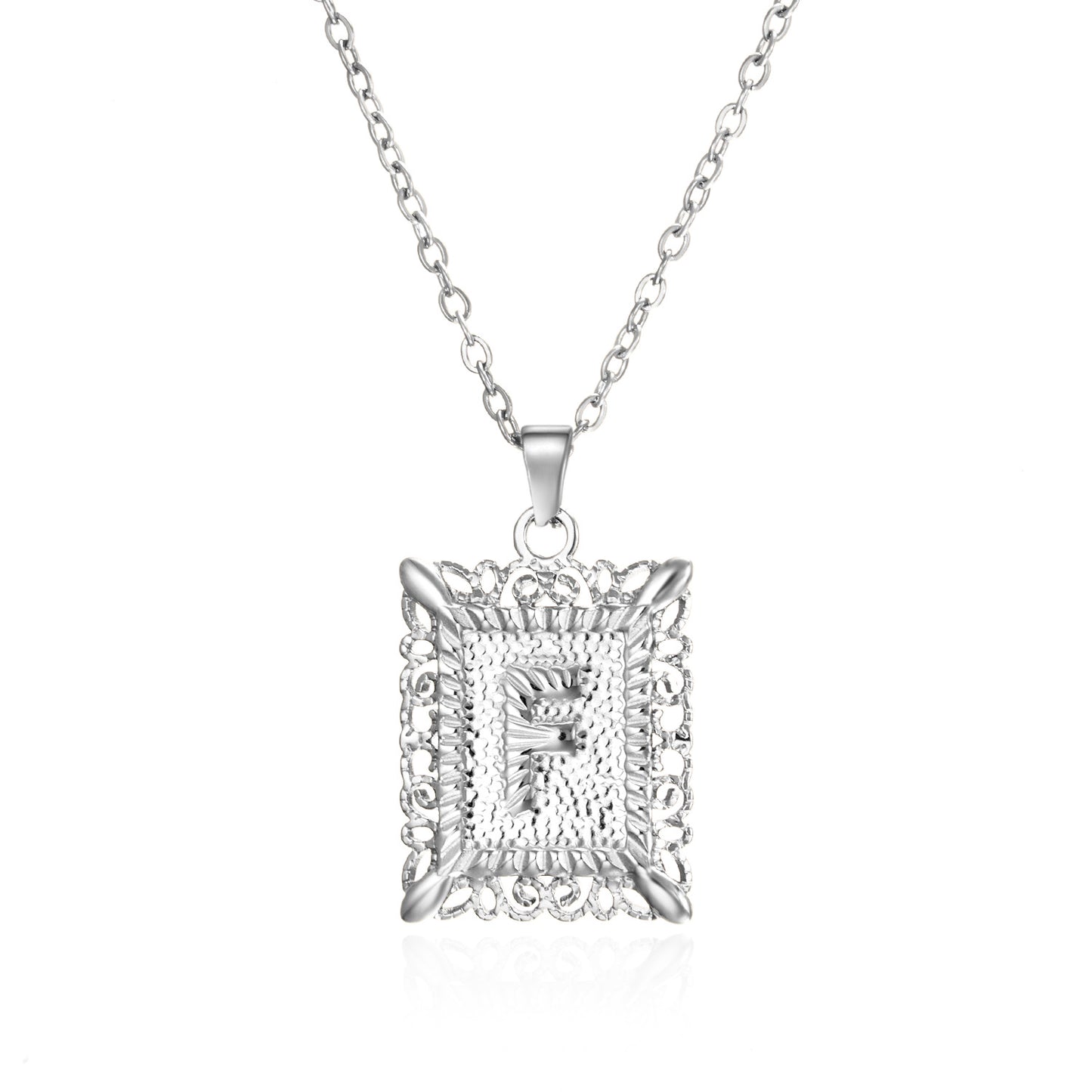 Stainless Steel Letter Hollow Square Titanium Necklaces