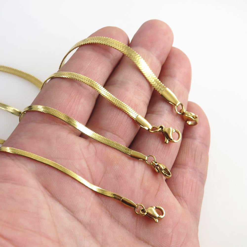 Electroplating Gold Stainless Steel Blade Chain Snake Bracelets