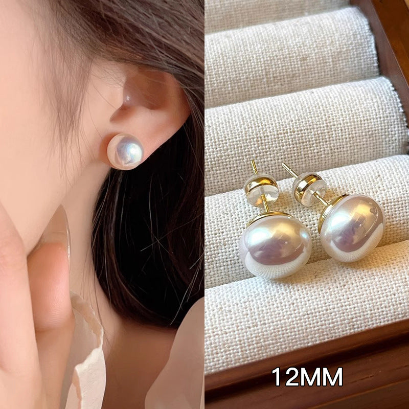 Bread Pearl Sier Needle Temperament Light Earrings