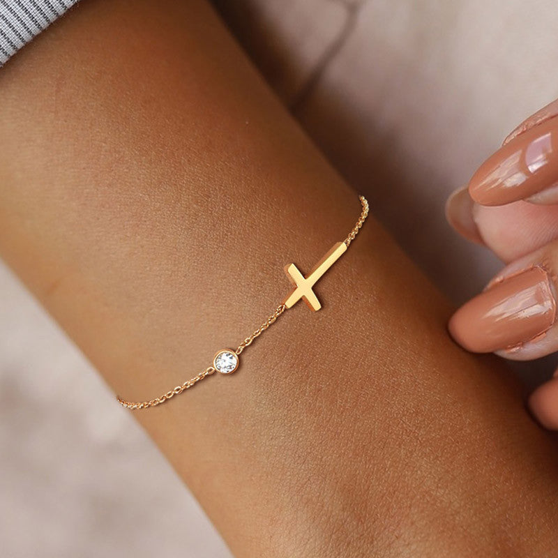 Women's Wind Niche High-grade Gold-plated Cross Crystal Bracelets