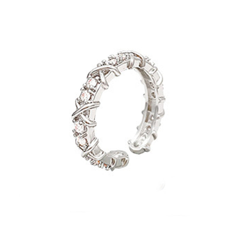 Moonstone Female Diamond Open Simple Index Finger Rings