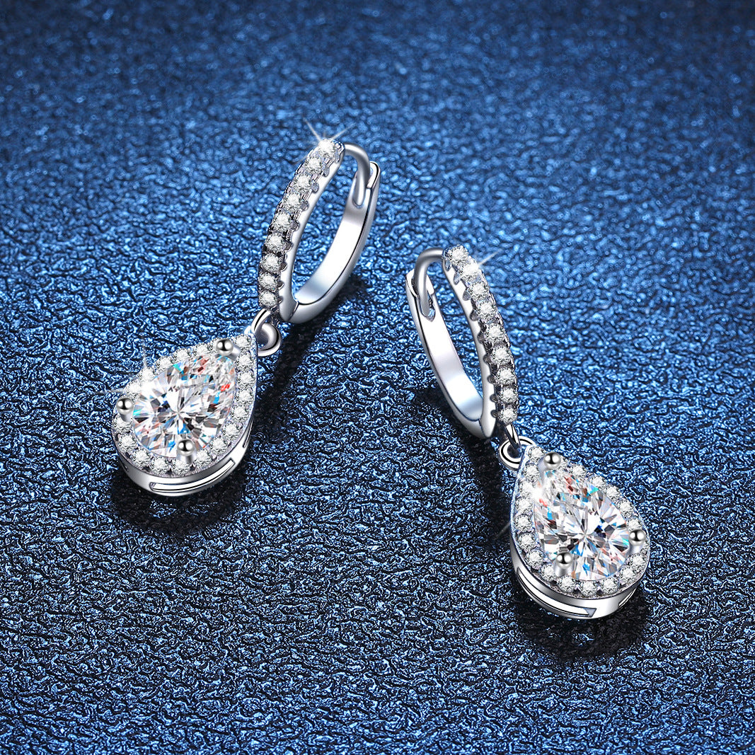 Moissanite Sterling Sier Platinum Plated Classic Water Drop Earrings