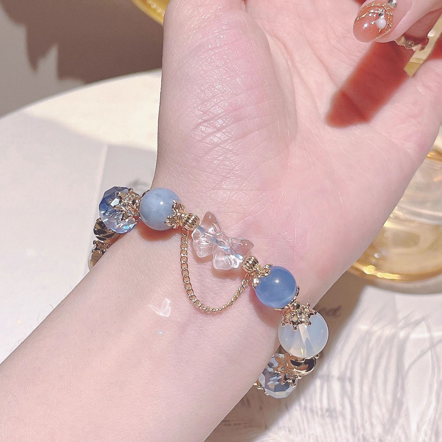 Blue Crystal White Bride Niche Ice Snowflake Bracelets