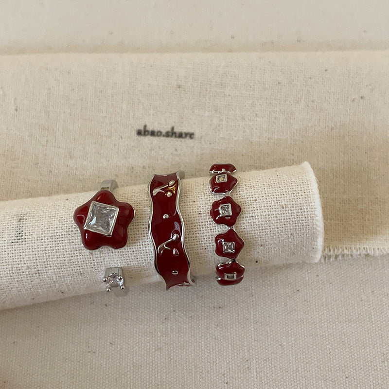 Women's Flowers Cherry Open For Niche Design Entry Rings