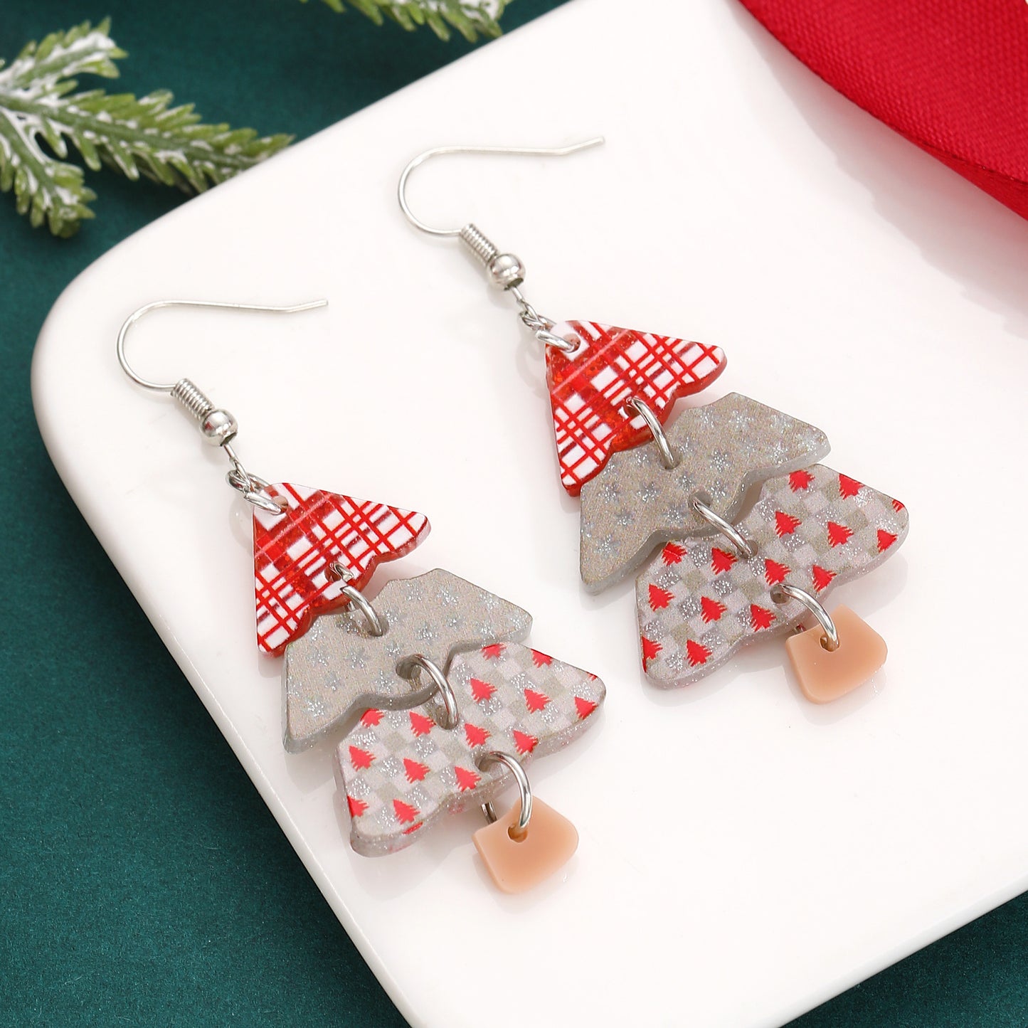 Christmas Ornaments Female Creative Tree Acrylic Earrings