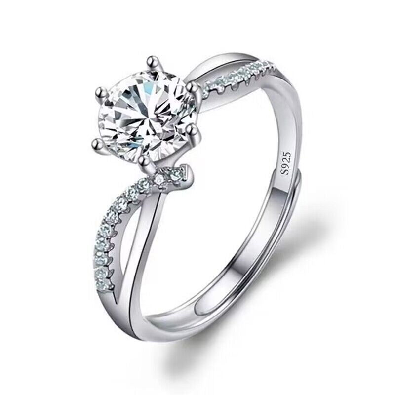 Women's Karat Zircon Gold-plated Diamond Hand Sterling Ring
