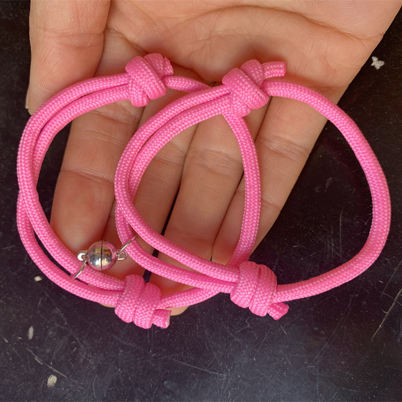 Matching Red Rope Pair Magnet Luminous Bracelets