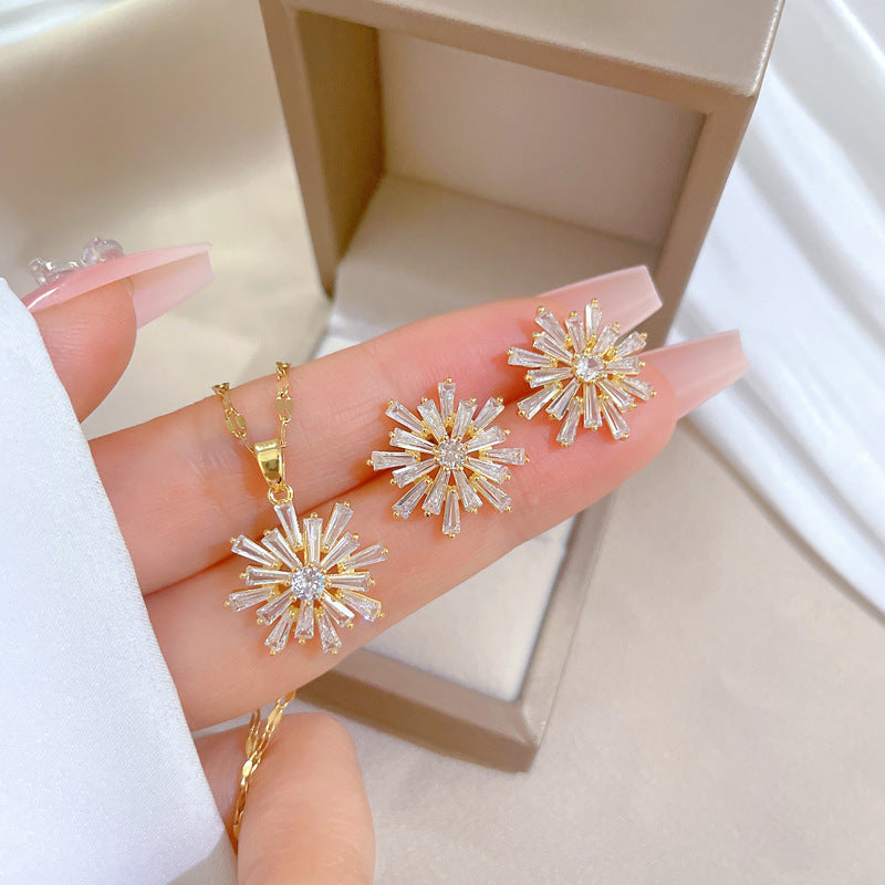 Steel Suite Light Luxury Snowflake Graceful Earrings