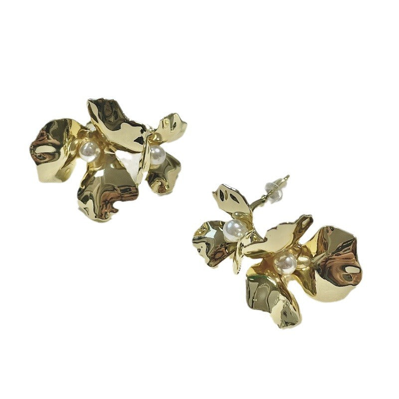 Cold Style Metal Flower Shaped Eardrop Earrings