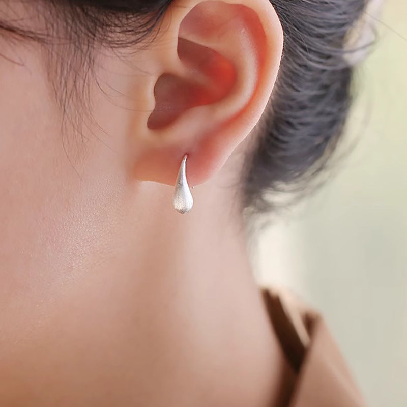 Simple Brushed Water Drop Niche Design Ear Stud Earrings