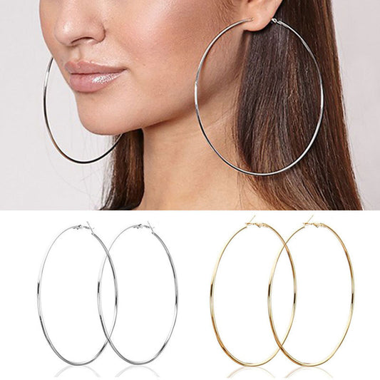 Large Circle Female Simple Personality Metal Glossy Surface Ear Earrings