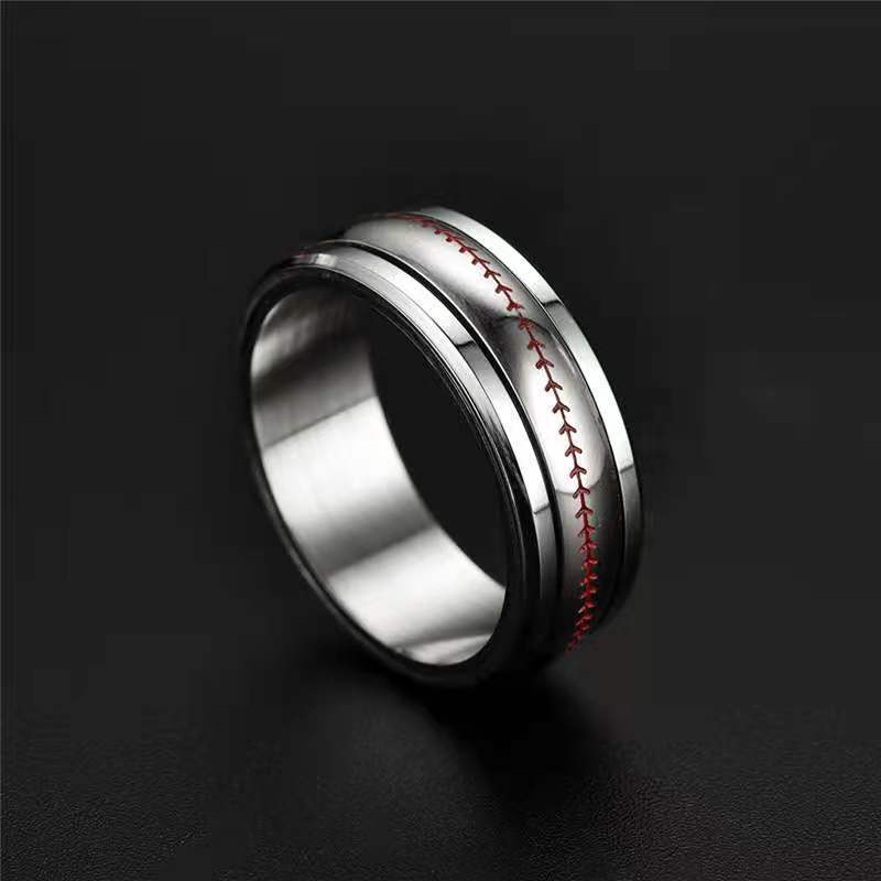 Men's Titanium Steel Trendy Rotatable Rugby Couple Rings