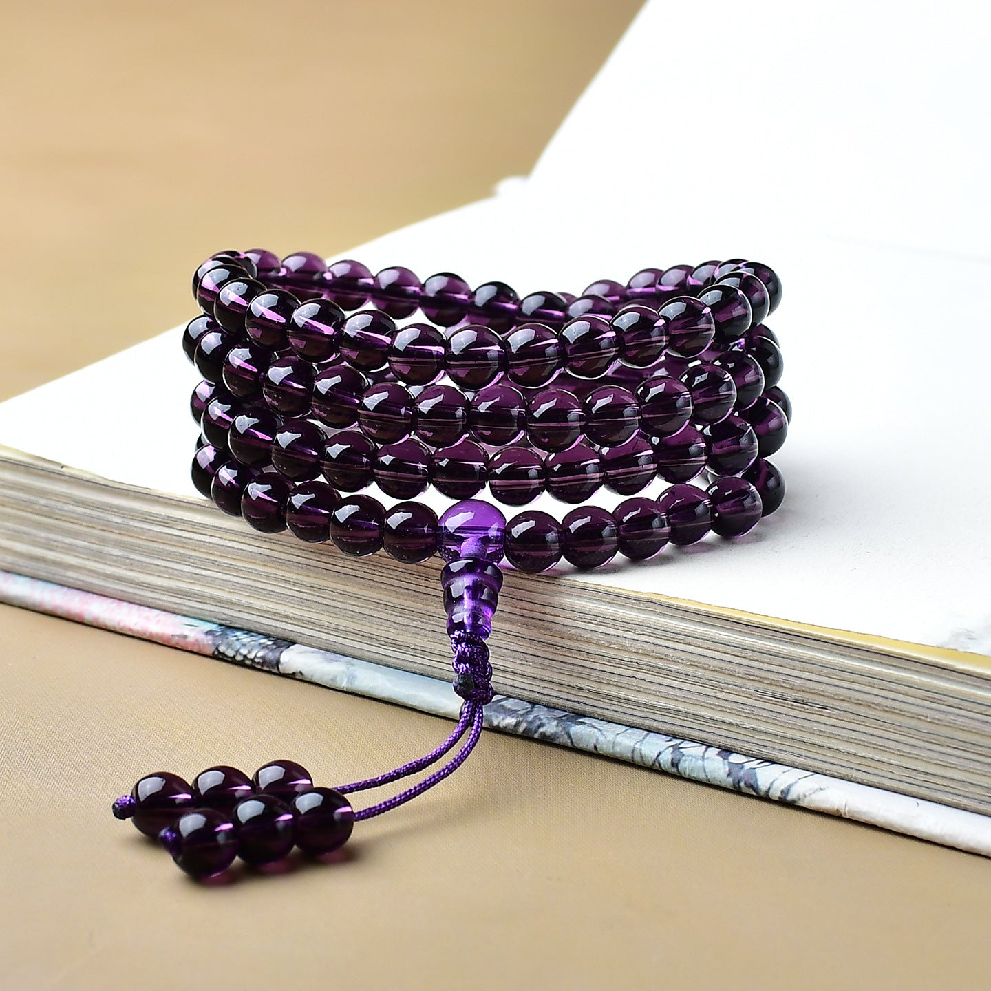 Women's & Men's Brazil Citrine Buddha Beads Amethyst Crystal Bracelet