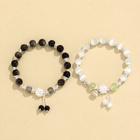 Women's & Men's Moonlight Sier Echeveria Beaded Couple National Style Bracelets