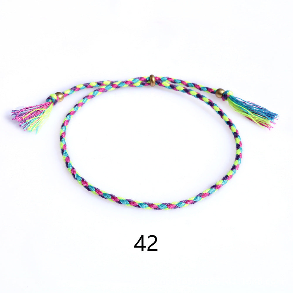 Women's & Men's Colorful Cotton String Friendship Copper Bead Bracelets