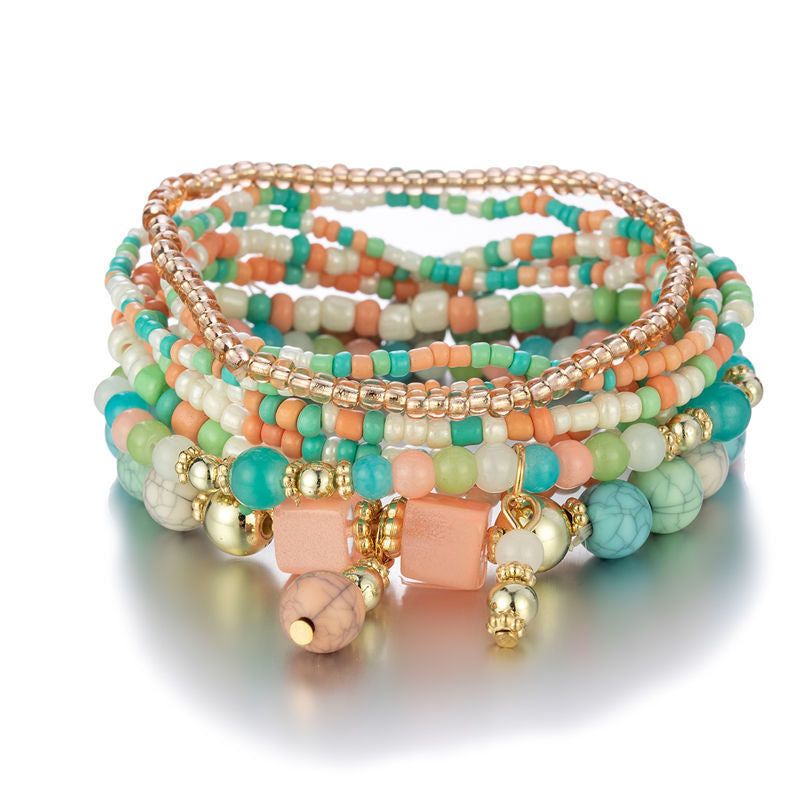 Women's Bohemian Ethnic Creative Turquoise Color Beads Bracelets