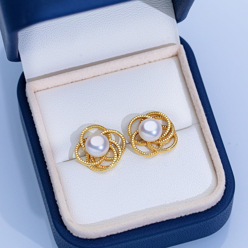 Women's Pearl Ear High-grade Square Simple Temperament Stud Earrings