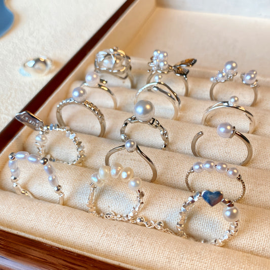 Women's Sterling Sier Pearl Style Special Interest Light Luxury Rings