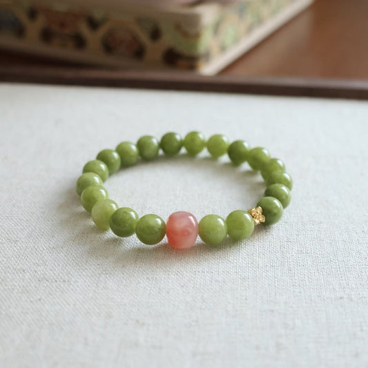 Collection Peach Fermentation Natural Olive Green With Pink Stall National Bracelets