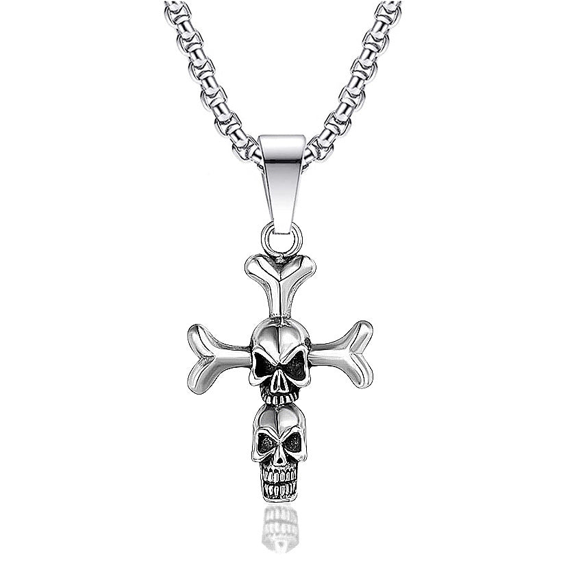 Men's Skull Titanium Steel Personality Half Face Necklaces