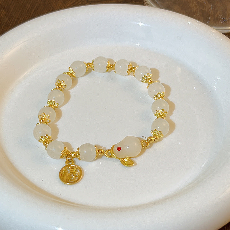 Women's Chinese Style Jade Hare Original Life Bracelets