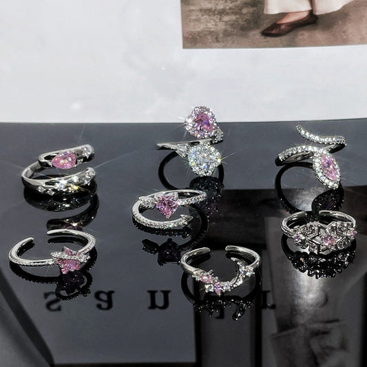 Design Pink Diamond Open High Sense Rings