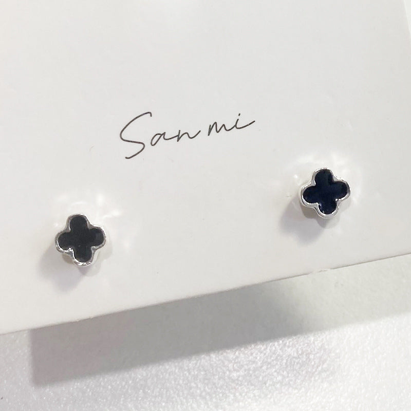 Fresh Plain Sier Plated Bow Female Small Simple Stud Earrings