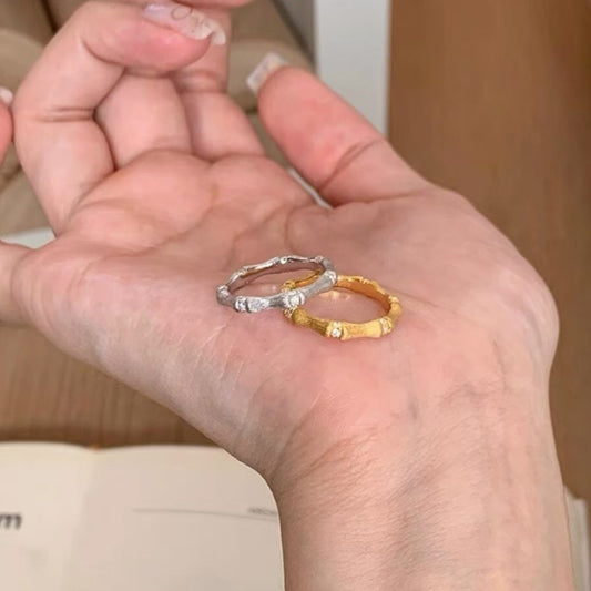 Style Retro Brushed Bamboo Light Luxury Rings