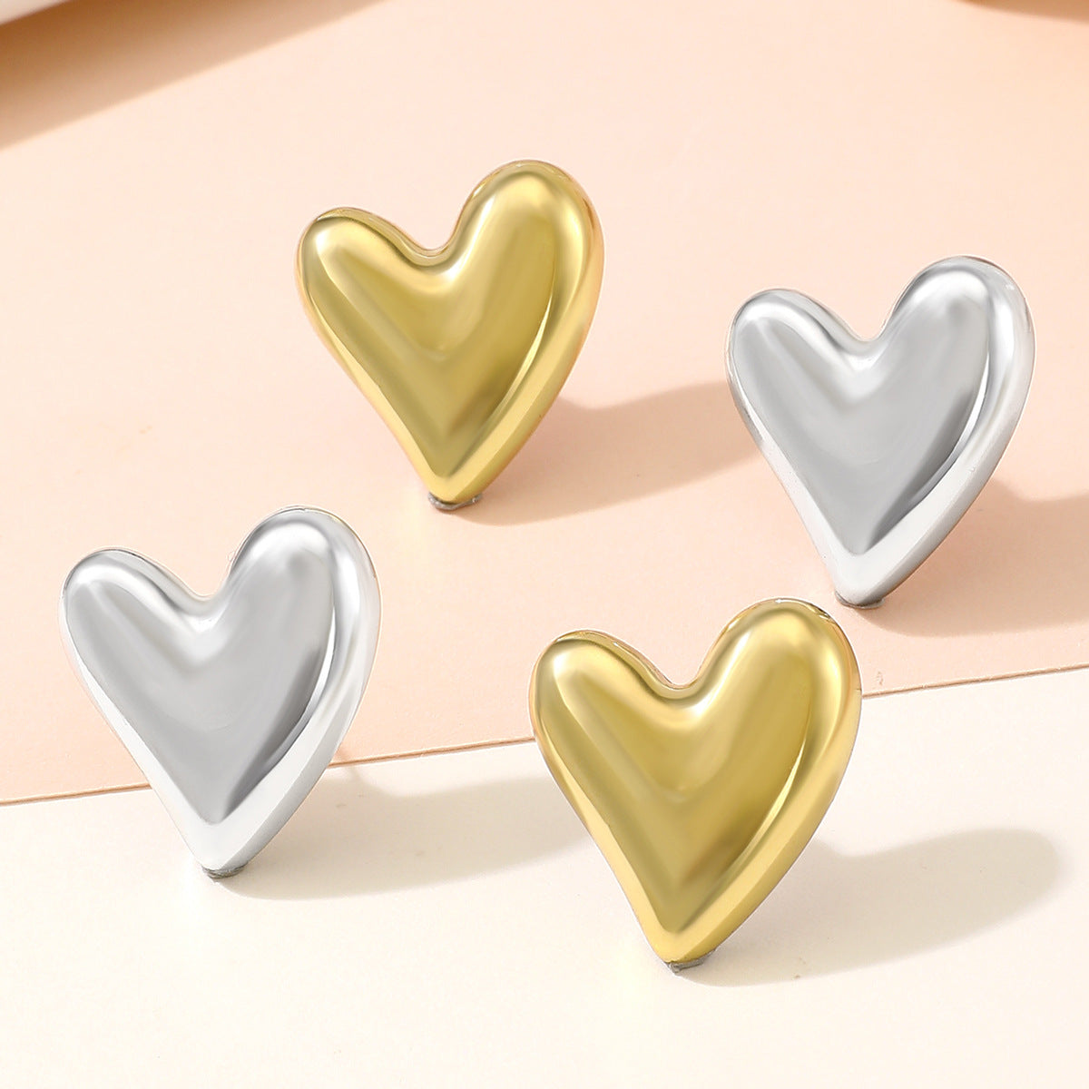 Love Heart Fashion Simple Design Peach Retro Earrings