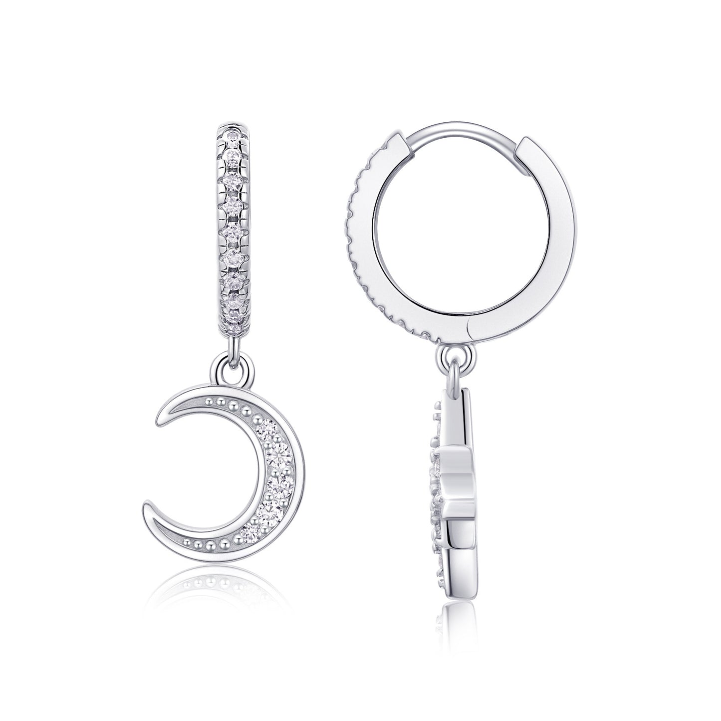 Sier Star Moon Ear Female Niche Live Earrings